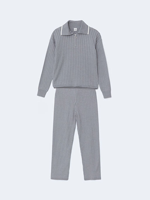 Polo Yaka K?z ?ocuk Triko Kazak ve Pantolon