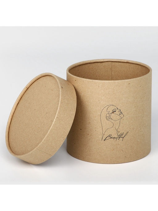 Коробка подарочная шляпная из крафта, упаковка, «Beautiful», 15 х 15 х 15 см