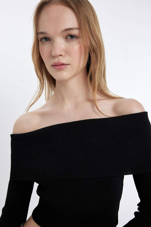 Cool Slim Fit свитер с открытыми плечами - Defacto фото 4