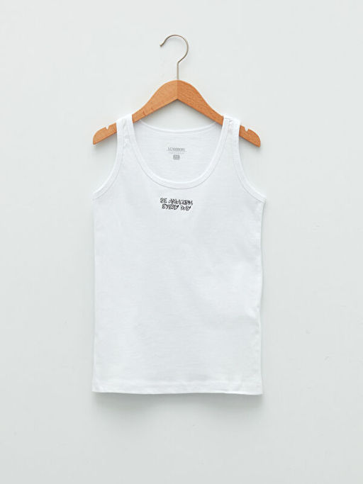 Bisiklet Yaka Slogan Bask?l? Pamuklu Erkek ?ocuk Atlet 2li - Waikiki фото 3