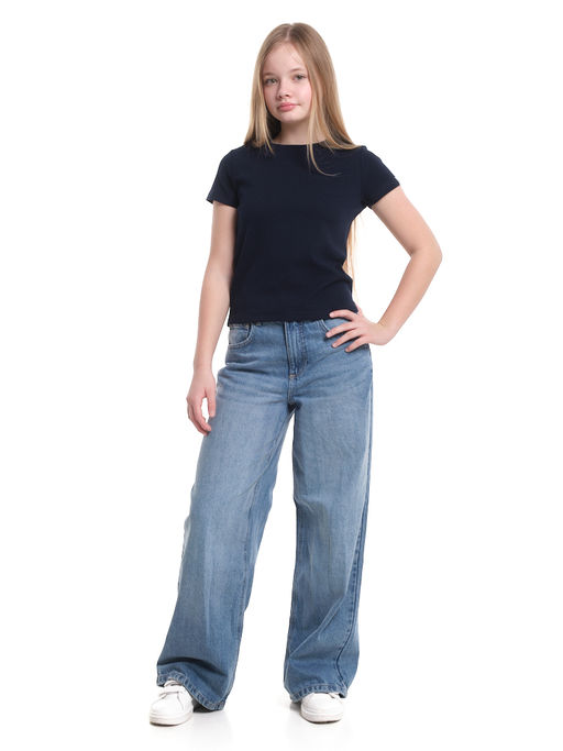 Футболка в рубчик 22-0210 синий