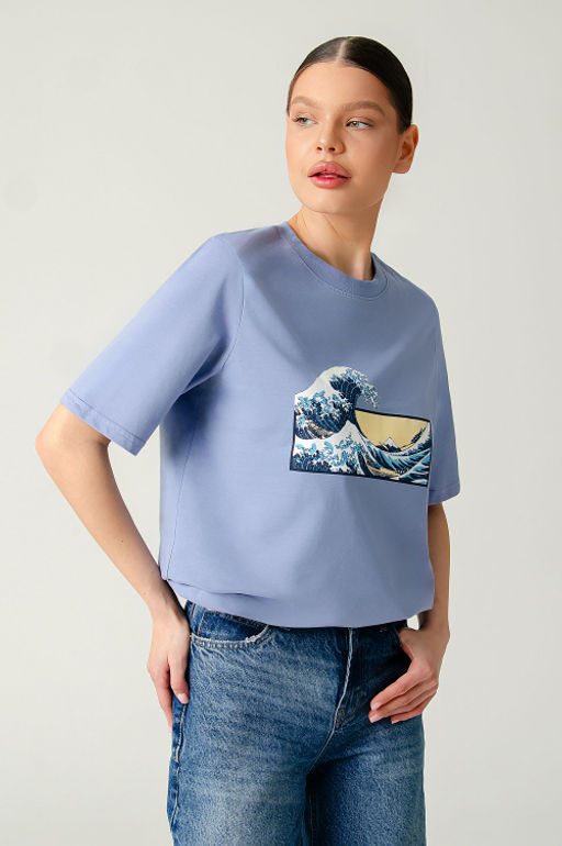 Арт. 3-1146 Футболка женская 42-50 (5 шт) Цвет:сиреневый - Калинка фото 22