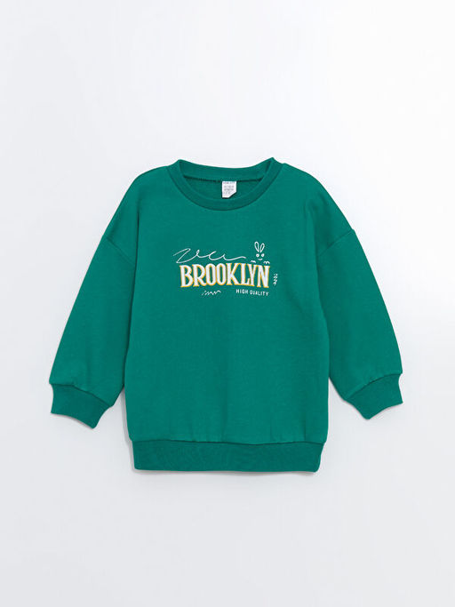 Bisiklet Yaka Bask?l? Erkek Bebek Sweatshirt ve E?ofman Alt 2li Tak?m - Waikiki фото 2