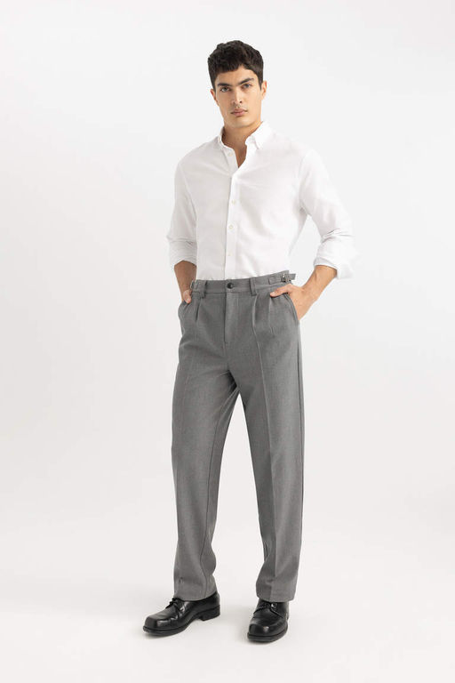 Рубашка с длинными рукавами и фактурной текстурой в современном стиле с воротником-поло - Defacto фото 2