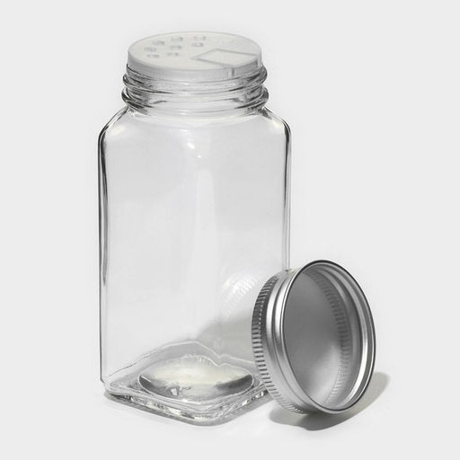 Набор баночек для специй Доляна «Эко», 120 мл, 4.5×10.5 см, 12 шт., с металлической крышкой, стекло