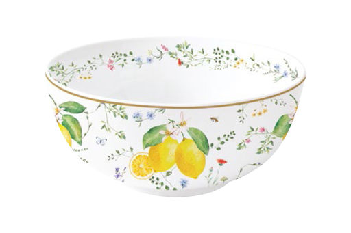 Салатник, 23 см, 2,5 л, фарфор P, белый, Цветы и лимоны, Fleurs et Citrons