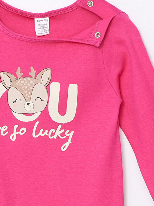 Bisiklet Yaka Uzun Kollu Bask?l? K?z Bebek Tulum - Waikiki фото 3