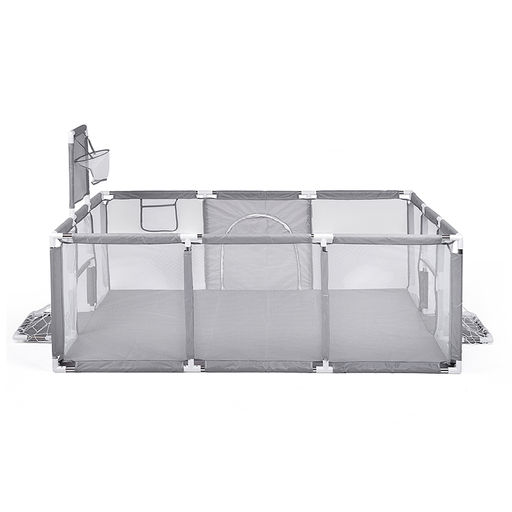 Манеж детский прямоугольный с баскетбольным кольцом и воротами (120*180*60) цвет серый