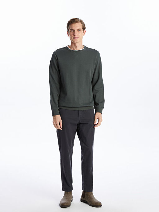Bisiklet Yaka Uzun Kollu Erkek Sweatshirt