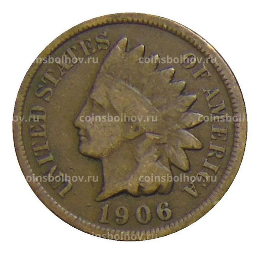 Монета 1 цент 1906 года США