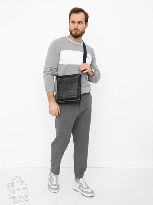 Сумка мужская кожаная 1022-2 black Fuzhiniao