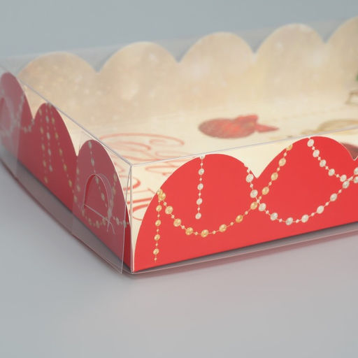 Цена за 5 шт. Коробка для кондитерских изделий с PVC крышкой «С Новым годом», 10.5 х 21 х 3 см