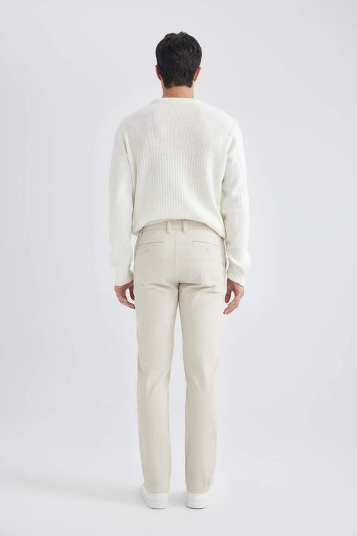 Брюки-чиносы прямого кроя из габардина с карманом на молнии и парусиновой тканью стандартного кроя - Defacto фото 10