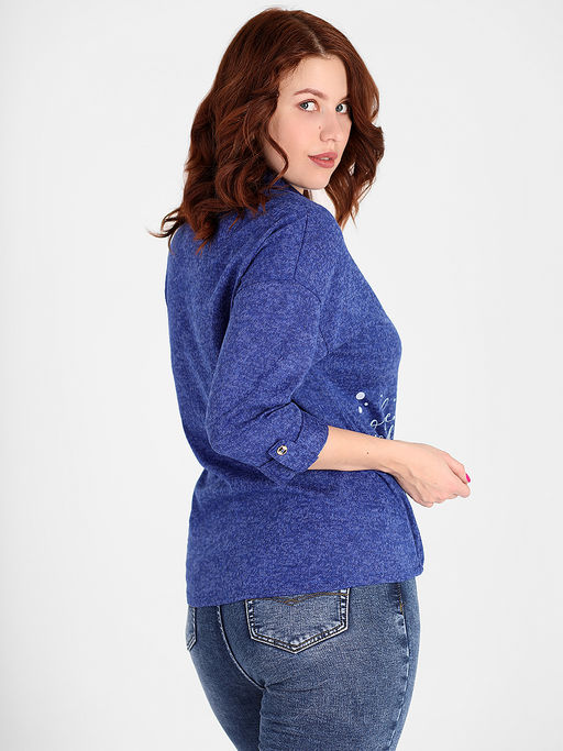 Рубашка синяя женская больших размеров - Almond фото 5