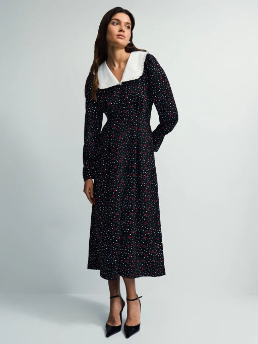 Платье миди с контрастным воротником / Zarina  фото 5