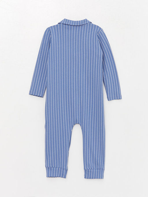 Bebe Yaka Uzun Kollu ?izgili Erkek Bebek Tulum