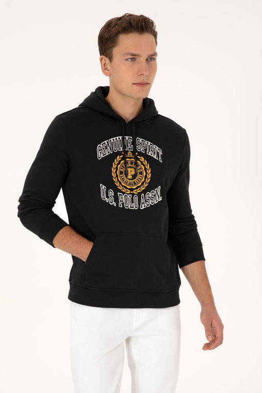 Erkek Regular Fit Kap__onlu _ardonlu Siyah Sweatshirt - U.s. polo assn фото 3