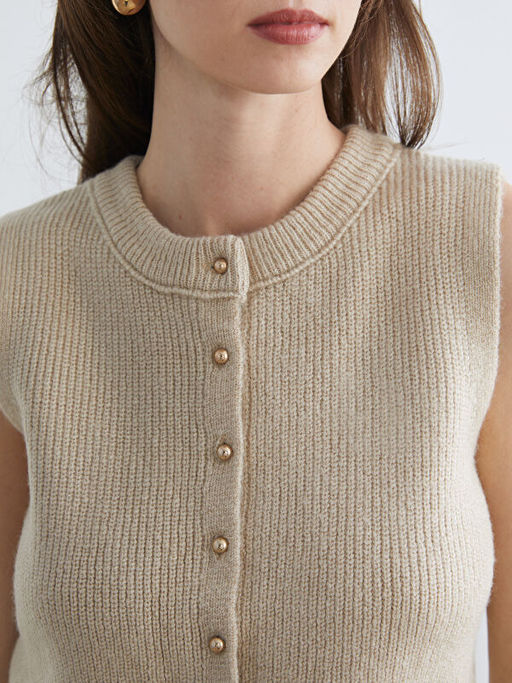 Bisiklet Yaka Kad?n Triko Yelek