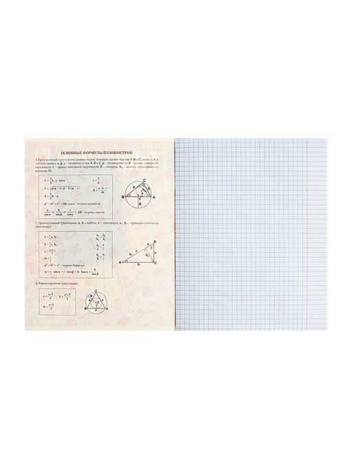 Цена за 5 шт. Тетрадь предметная 48 листов в клетку Calligrata «Журнал. Геометрия», картонная обложка, серые листы