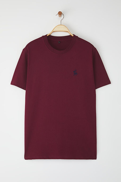 Bordo Regular/Normal Kesim Nak__ Detayl_ %100 Pamuklu T-Shirt TMNSS24TS00056 - Trendyolmilla фото 2