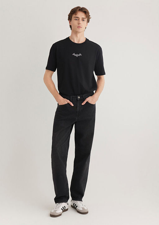 Batman Bask?l? Siyah Tisort - Mavi фото 2