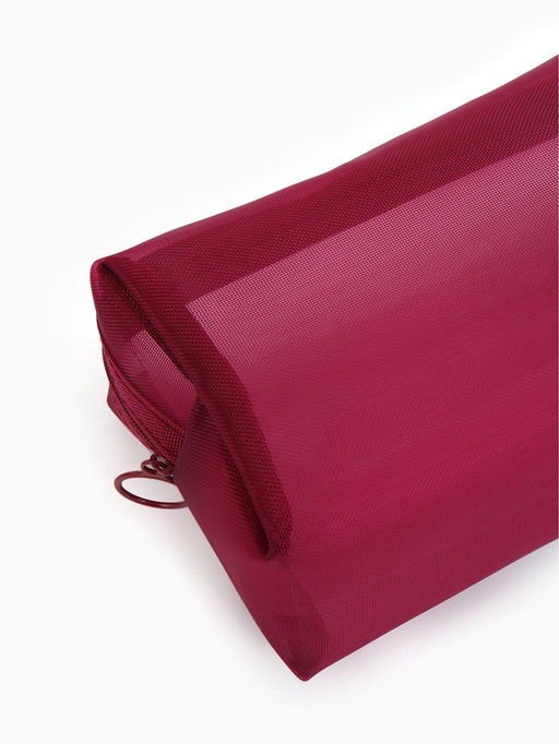 Косметичка женская Classic, полупрозрачная, на молнии, бордовая