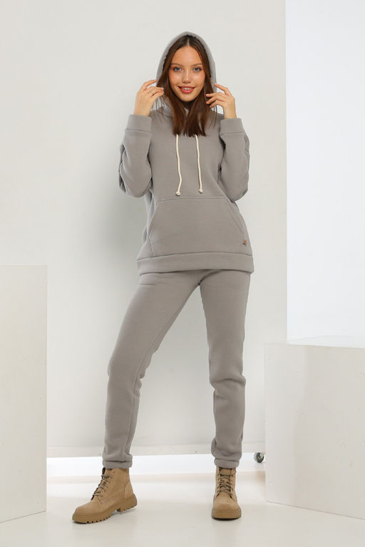 Джемпер Футер 3-х нитка начес  303L17 серый  худи толстовка - Solo mio фото 2