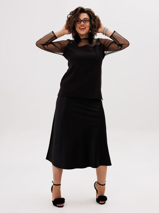 Блуза ANELLI 1777-Р черный туман  фото 7