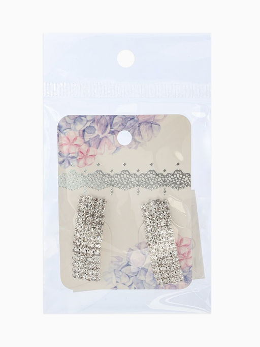 Серьги со стразами "Прямоугольник" 30*9мм, цвет белый в серебре