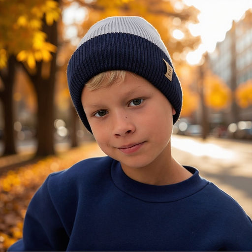 Шапка для мальчика MINAKU: Hello, winter, синяя, серая, размер 52-54 (5-7 лет)