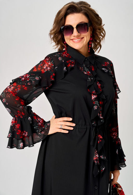 Платье EVA GRANT 7229 черный+принт