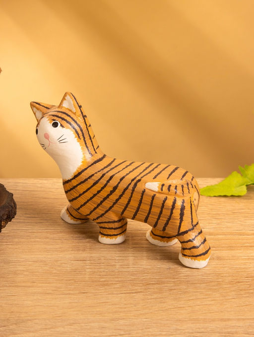 Сувенир «Полосатая кошка», 11×3×9 см, дерево, МИКС