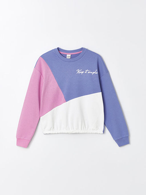 Bisiklet Yaka Renk Bloklu Uzun Kollu K?z ?ocuk Sweatshirt - Waikiki фото 3