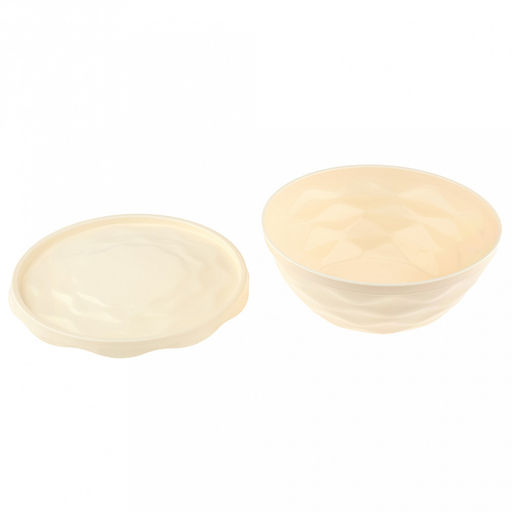 Салатник пластмассовый Modena 2,5л, д24,4см, h9,1см, с крышкой, пищевой полипропилен, светло-бежевый (Россия) - Домашняя мода фото 4