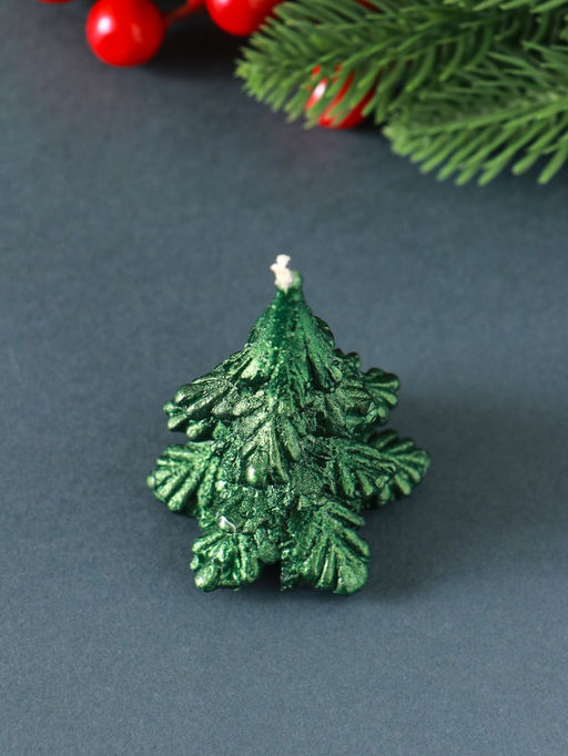 Свеча декоративная «Ёлочка», 7 см, зелёная, МИКС