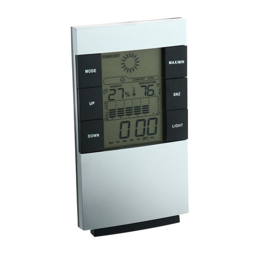 Метеостанция Luazon LB-01, с часами, термометром, дисплеем, подсветкой, серая - Luazon home фото 2