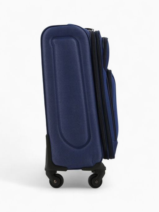 Чемодан на колёсах маленький 45 л (S), на молнии, кодовый замок, 4 колеса, синий