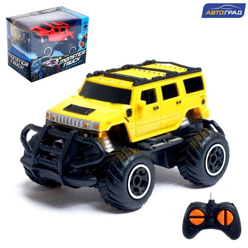 Машинка на пульте управления Джип. Хамер, работает от батареек, цвет жёлтый