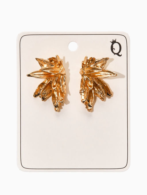 Цена за 2 шт. Серьги металл "Цветы половинки", цвет золото