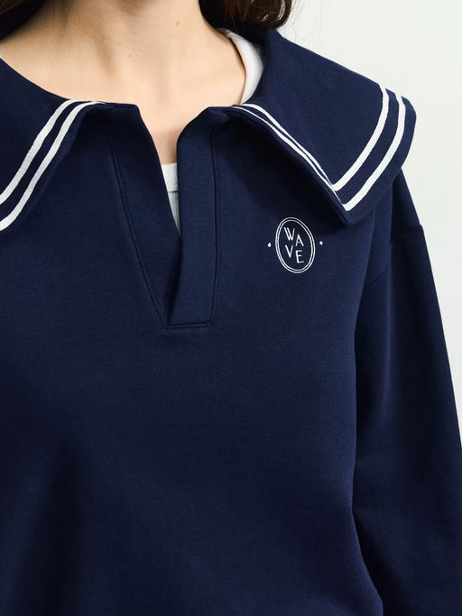 Толстовка из хлопка с отложным воротником / Zarina  фото 6