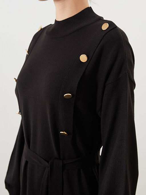 Dik Yaka Ku?akl? Triko Elbise