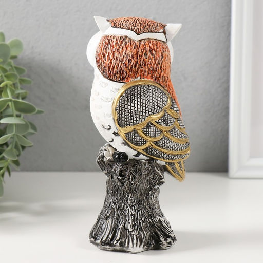 Фигурка полистоун «Мудрая сова Мадлен», белая с золотом, 15×7.5×8 см