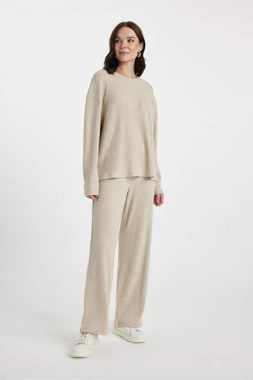 Прямые брюки на бретельках в рубчик Flayer Fit - Defacto фото 4