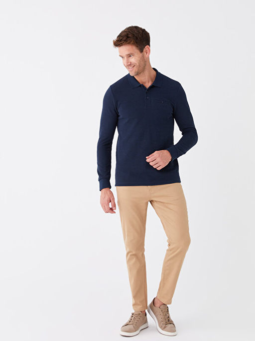 Polo Yaka Uzun Kollu Erkek Sweatshirt