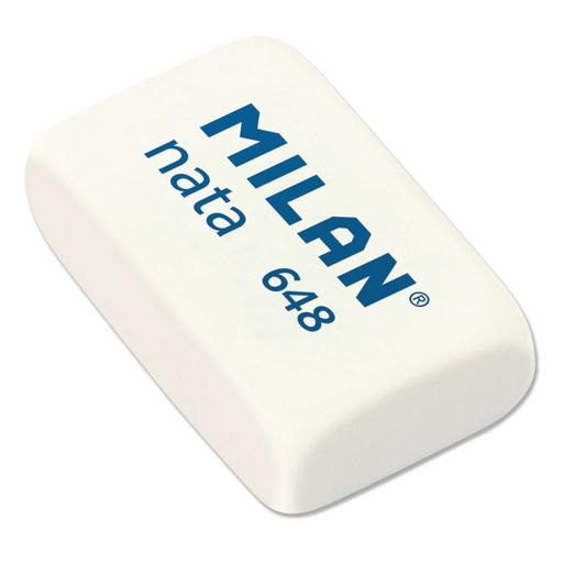 Цена за 2 шт. Ластик пластиковый Milan nata 648 белый 3,1х1,9х0,9