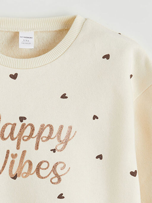 Bisiklet Yaka K?z ?ocuk Kal?n Sweatshirt ve E?ofman Alt?