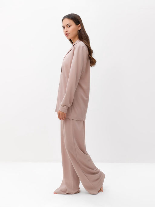 Костюм женский: рубашка, брюки, топ, KAFTAN Base, размер 48, пудровый