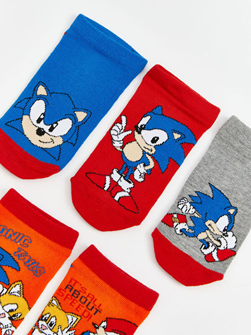 Sonic Desenli Erkek ?ocuk Patik ?orap 5li