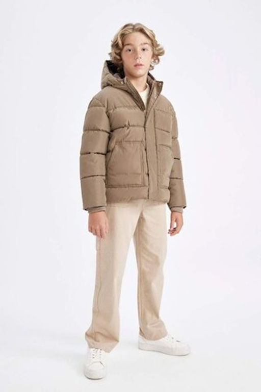 Водоотталкивающее пальто с капюшоном для мальчика - Defacto фото 2