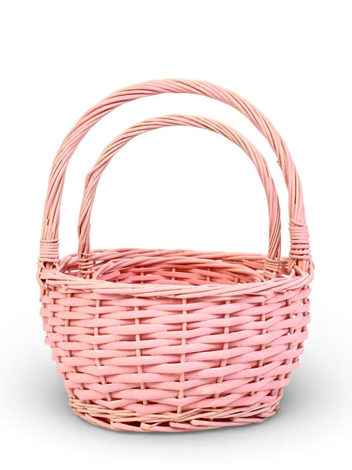 Корзина плетёная для хранения Vite, с ручкой, розовая, набор 2 шт.